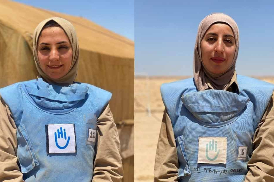 Mawj Maad JarAllaDie beiden irakischen Entminerinnen Lazim Muhammed sind die beiden ersten Entminerinnen von HI im Irak.